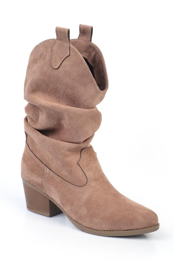 Capone Suede Pull-On Women Sued Mink Cowboy Boots