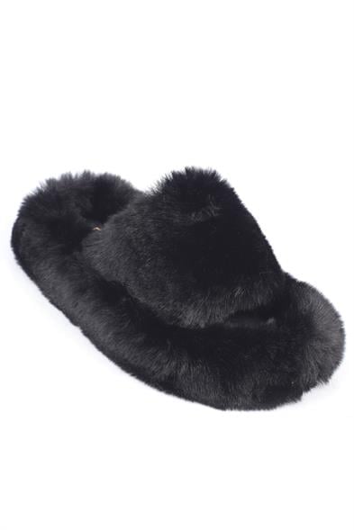 Capone Outfitters Women Black Plush Wool Lined Indoor Slippers image 3