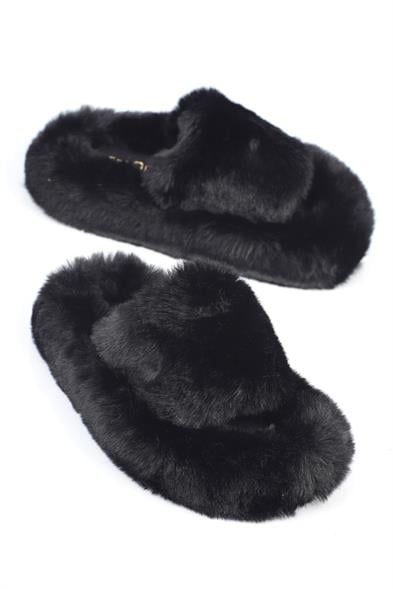 Capone Outfitters Women Black Plush Wool Lined Indoor Slippers image 5
