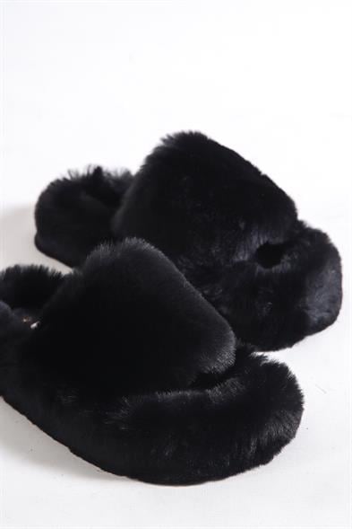 Capone Outfitters Women Black Plush Wool Lined Indoor Slippers image 2