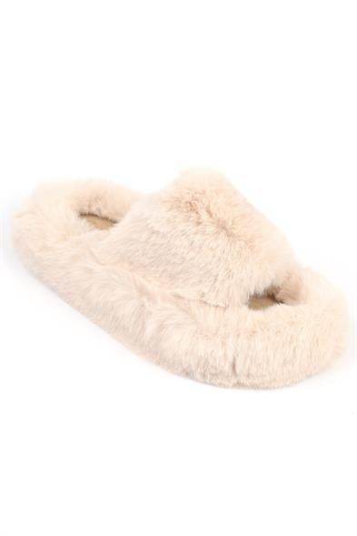 Capone Outfitters Women Cream Plush Wool Lined Indoor Slippers image 3