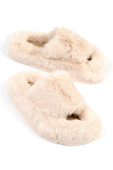 Capone Outfitters Women Cream Plush Wool Lined Indoor Slippers image 5
