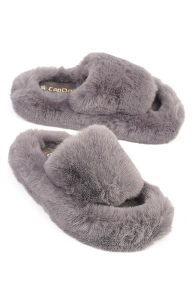 Capone Outfitters Women Grey Plush Wool Lined Indoor Slippers image 5