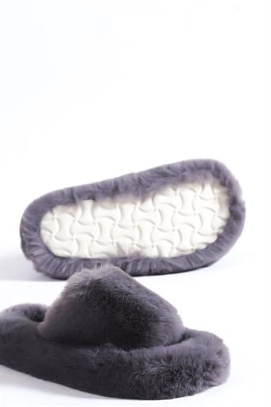 Capone Outfitters Women Grey Plush Wool Lined Indoor Slippers image 2