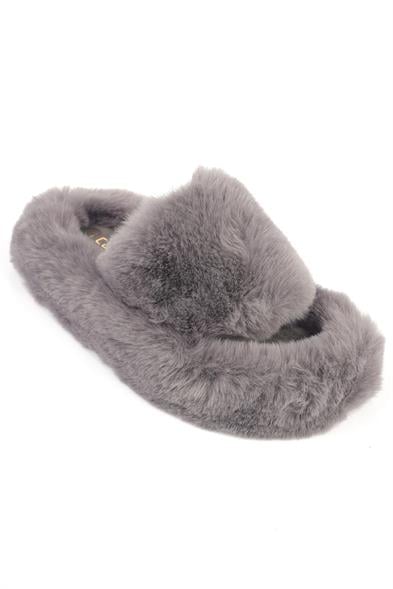 Capone Outfitters Women Grey Plush Wool Lined Indoor Slippers image 3