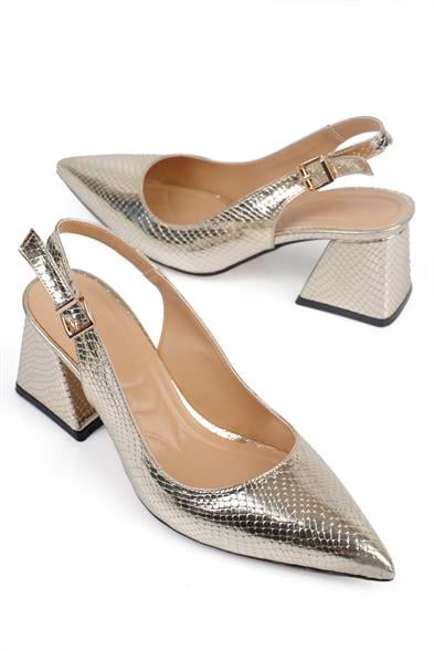 Capone Ruby Soft Padded Insole Women Gold Heeled Shoes image 2