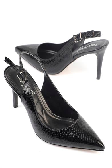 Capone Sally Slingback Mid Heel Soft Padded Insole Women Black Shoes image 2