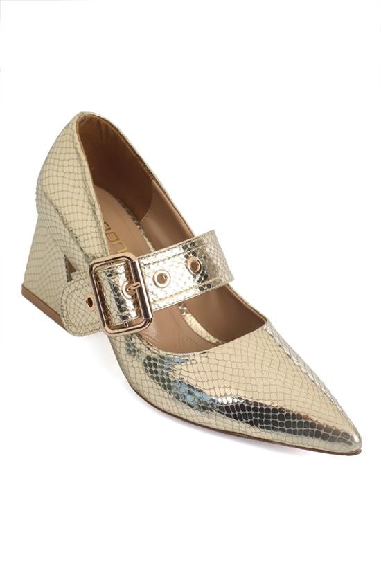 Capone Outfitters F106 Women Metallic Gold Heeled