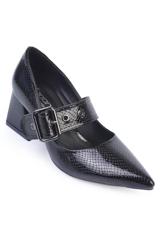 Capone Outfitters F106 Women Metallic Black Heeled