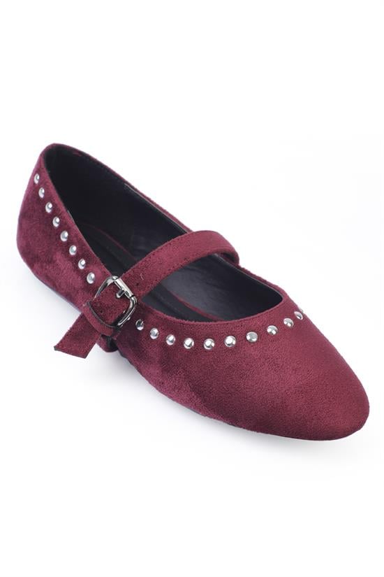 Capone Outfitters F92 Women Burgundy Ballerina