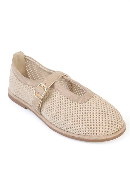 Capone Outfitters GNT01 Women Sued Beige Ballerina