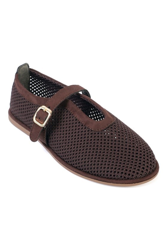 Capone Outfitters GNT01 Women Sued Brown Ballerina