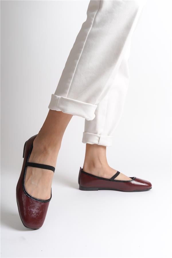 Capone Braki Women Patent Burgundy Ballerina image 3
