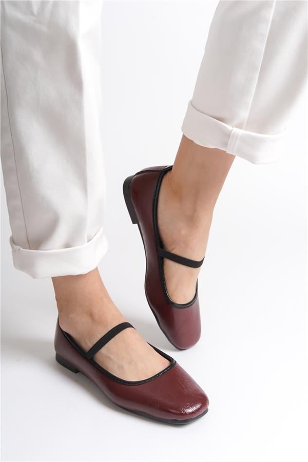 Capone Braki Women Patent Burgundy Ballerina image 4