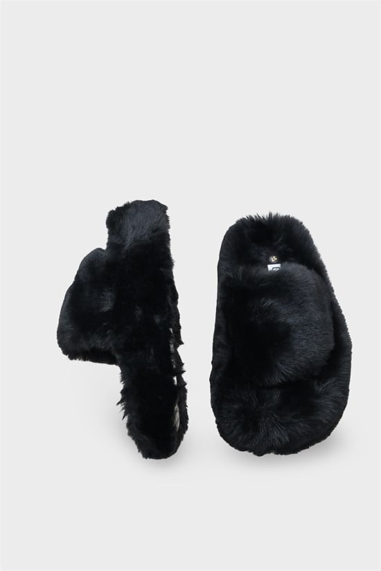 Capone Outfitters Women Black Plush Wool Lined Indoor Slippers image 5