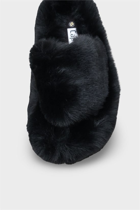 Capone Outfitters Women Black Plush Wool Lined Indoor Slippers image 3