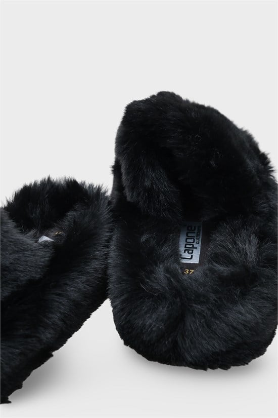 Capone Outfitters Women Black Plush Wool Lined Indoor Slippers image 4