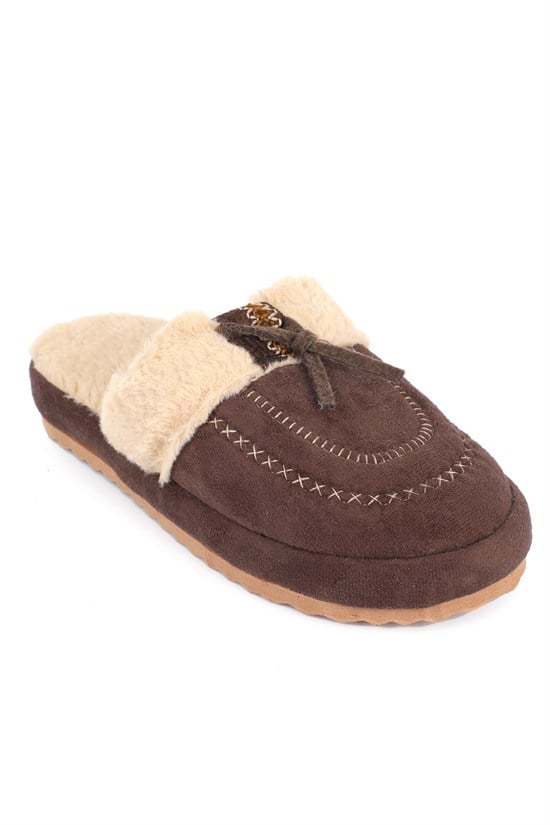 Capone Outfitters Women Brown Plush Wool Lined Indoor Slippers