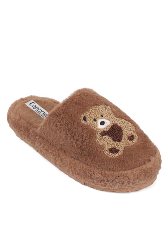 Capone Outfitters Women Brown Plush Wool Lined Indoor Slippers