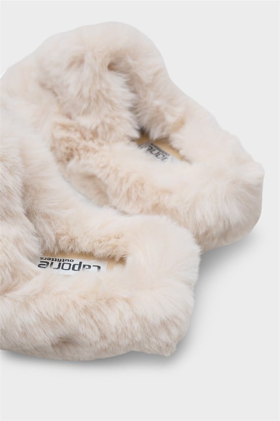 Capone Outfitters Women Cream Plush Wool Lined Indoor Slippers image 5