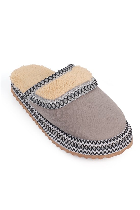 Capone Outfitters Women Grey Plush Wool Lined Indoor Slippers