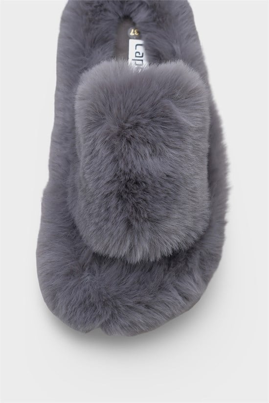 Capone Outfitters Women Grey Plush Wool Lined Indoor Slippers image 4
