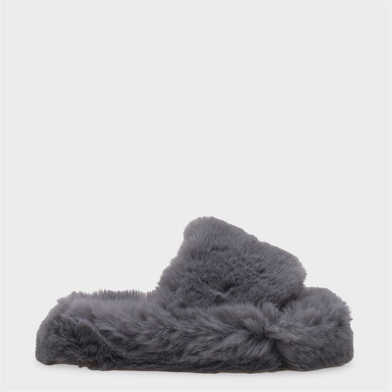Capone Outfitters Women Grey Plush Wool Lined Indoor Slippers image 3