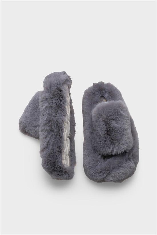 Capone Outfitters Women Grey Plush Wool Lined Indoor Slippers image 6
