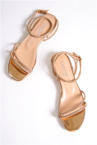 Capone Oval Toe Front Crystal Embellished Two Bands Low Heel Mirror Fabric Woman Sandals image 5