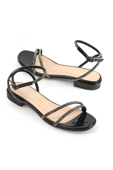 Capone Coletta Oval Toe Front Crystal Embellished Two Bands Low Heel Rugan Woman Sandals image 3