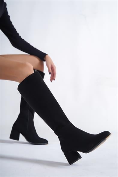 Capone Oval Toe Side Zipper Heeled Suede Woman Boots image 6