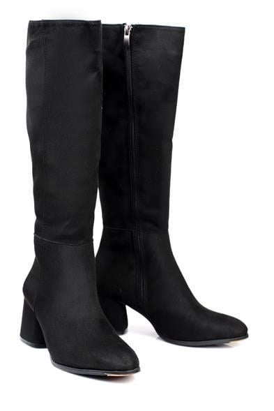 Capone Oval Toe Side Zipper Heeled Suede Woman Boots image 5