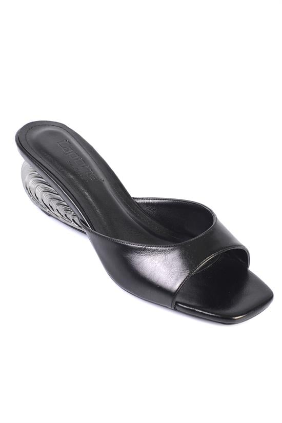 Capone Pauly Metal Heel Elegant Women Black Sandal