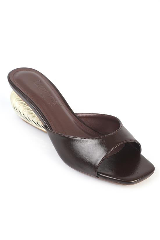 Capone Pauly Metal Heel Elegant Women Brown Sandal