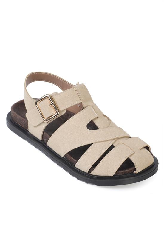 Capone Penelopa Gladiator Suede Look Buckle Women Beige Sandal