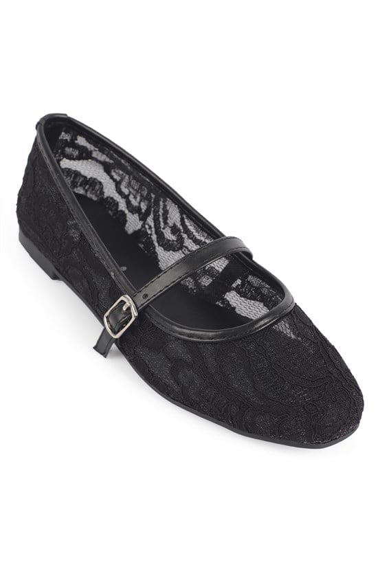 Capone Pennie Lace Mesh Embroidered Women  Ballet Flat