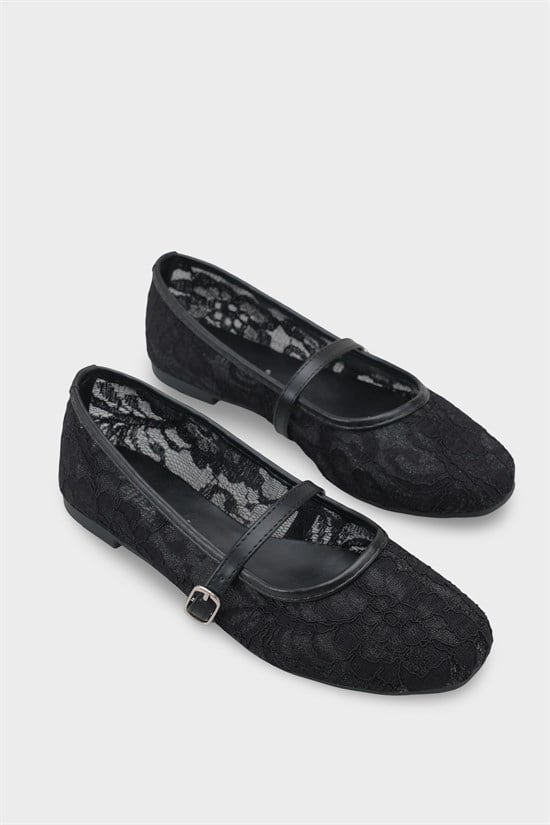 Capone Pennie Lace Mesh Embroidered Women  Ballet Flat image 3