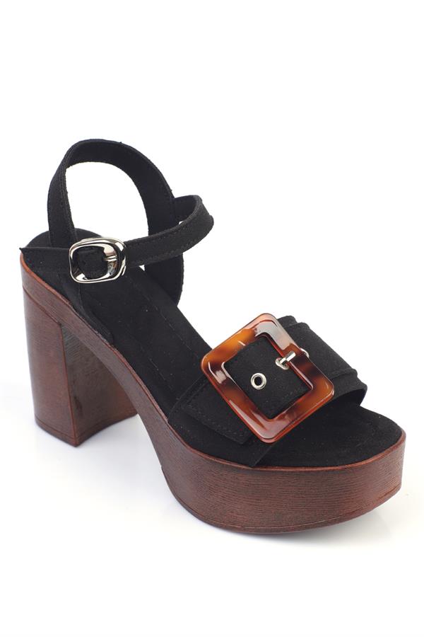 Capone Marit Platform Leopard Buckled Women Sued Black Sandals image 1