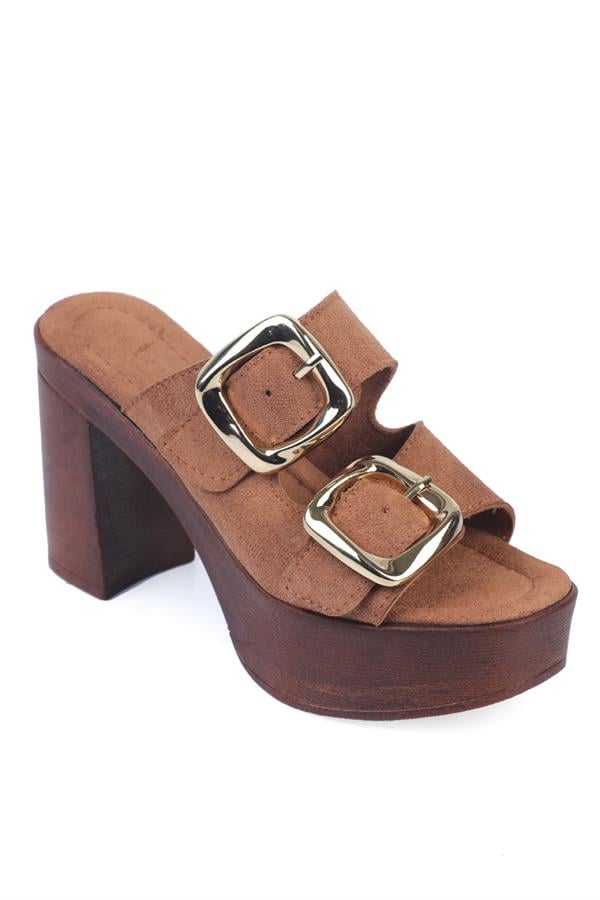 Capone Marje Platform Suede Single Strap Women Tan Sandals