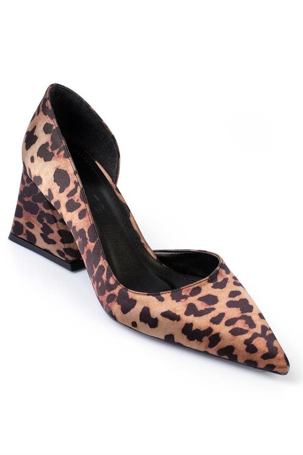 Capone Romy Pointed-Toe Mid-Heeled Women Satin Leopard Shoes image 1