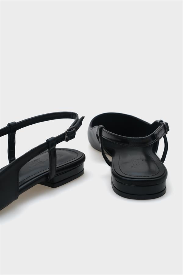 Capone Anita Pointed Toe Open Back Women Black Ballerinas image 4