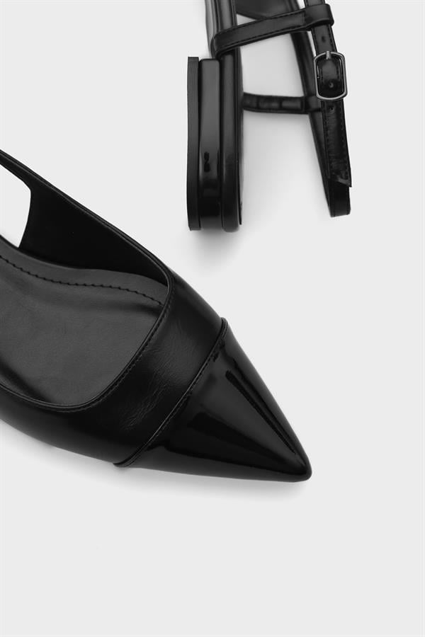Capone Anita Pointed Toe Open Back Women Black Ballerinas image 5