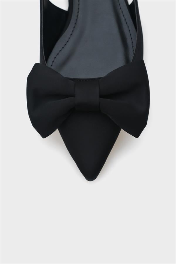 Capone Ania Pointed Toe Satin Open Back Women Satin Black Ballerinas image 3