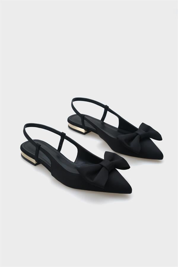 Capone Ania Pointed Toe Satin Open Back Women Satin Black Ballerinas image 4