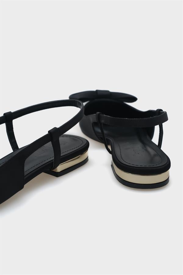 Capone Ania Pointed Toe Satin Open Back Women Satin Black Ballerinas image 5