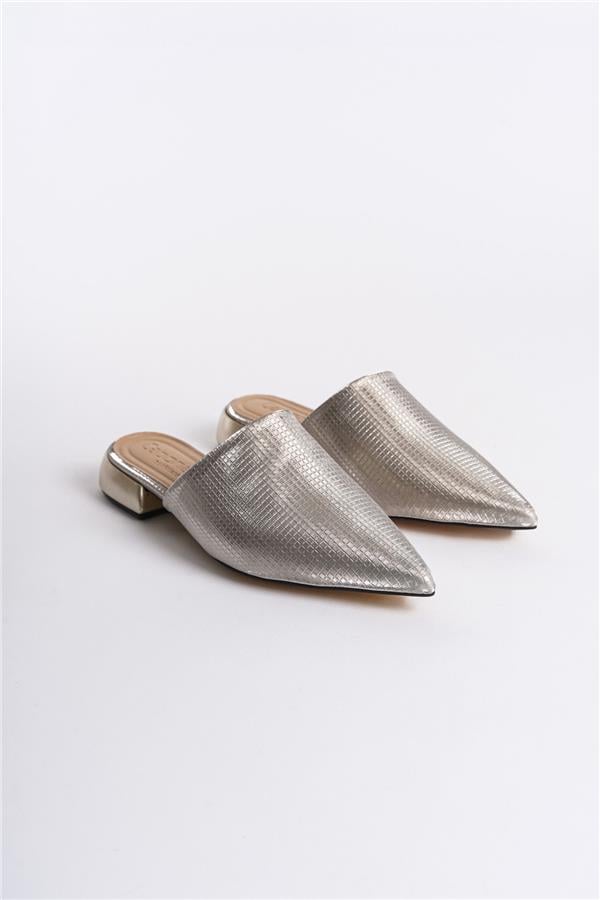 Capone Pointed Toe Short Heeled Closed Women Gold Sandals image 4