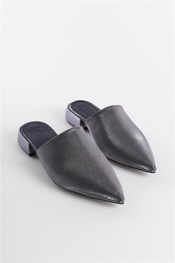 Capone Pointed Toe Short Heeled Closed Women Platıum Sandals image 2