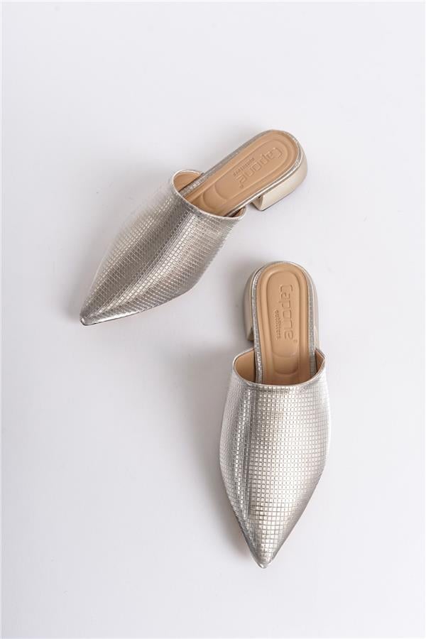 Capone Pointed Toe Short Heeled Closed Women Gold Sandals image 2