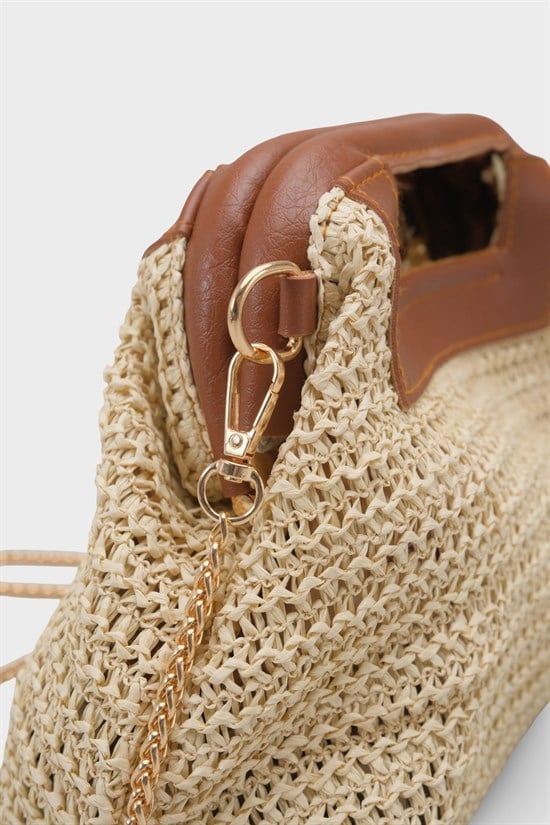 Capone Positano Raffia Look Chain Strap Women Beige Bag image 4