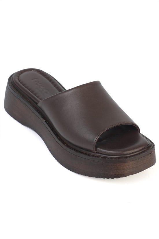 Capone Rachael Genuine Leather Wedge Heel Women Brown Sandal